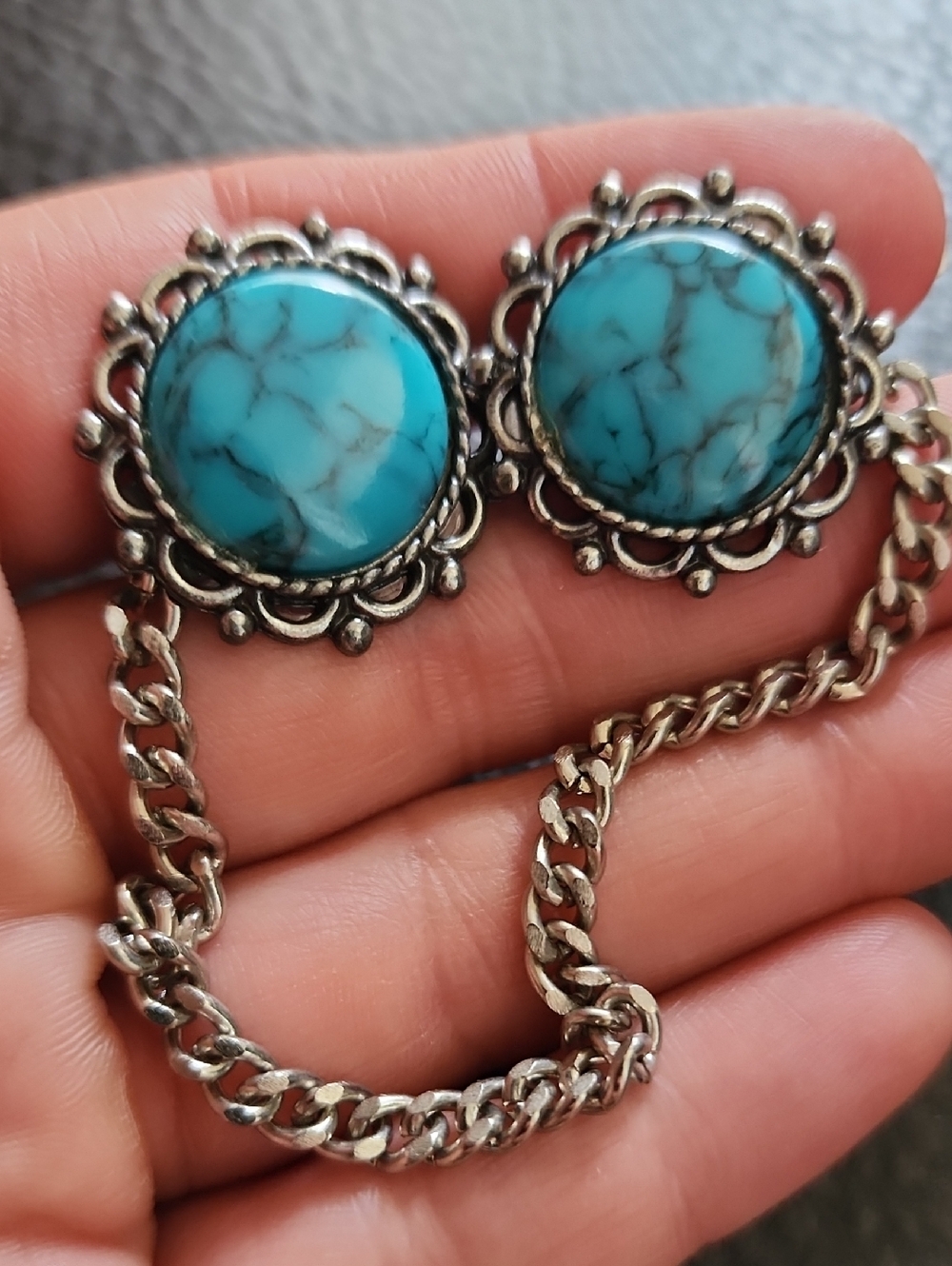 VTG Turquoise Sweater Clips